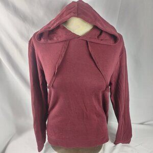 A New Day Womens Maroon Knit Long Sleeve Pullover Hoodie Size Small